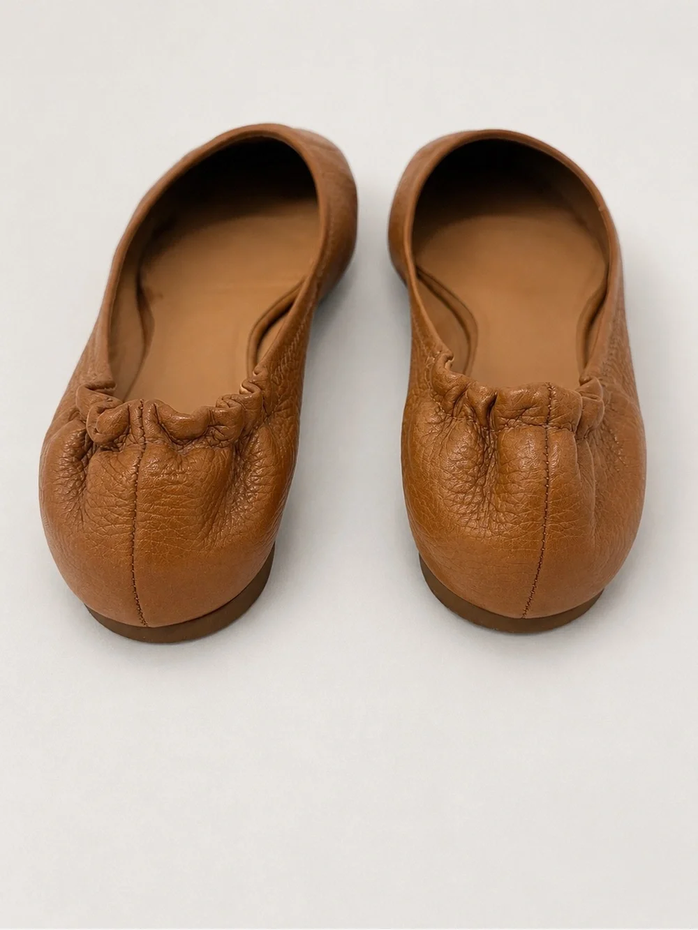 Tory Burch Brown Leather Logo Ballet Flats